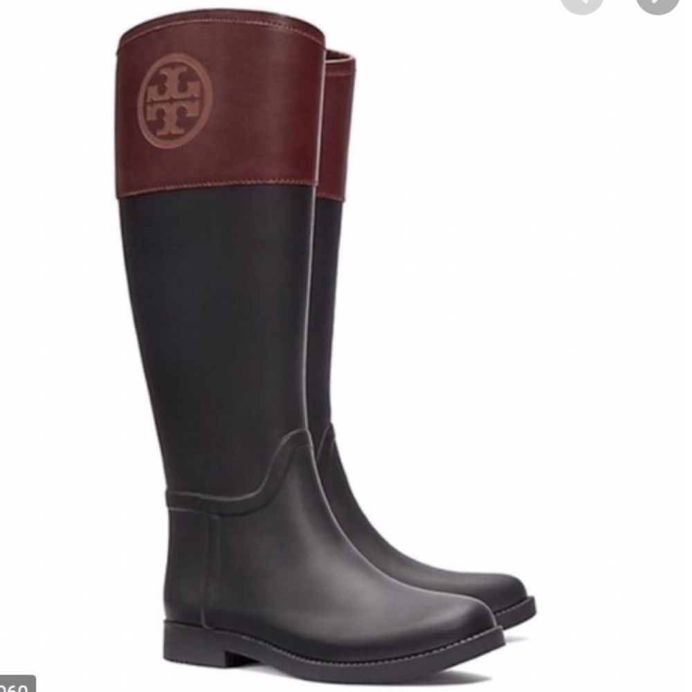 Diana Rubber and Leather Two Toned Rain Boots